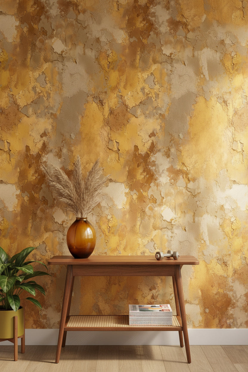 Golden Brown Abstract Textured Wallpaper