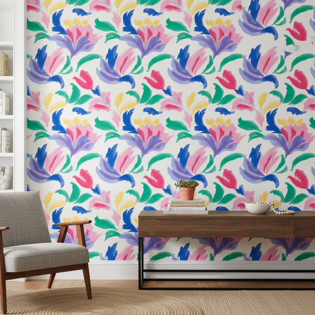 Vibrant Multicolor Abstract Floral Wallpaper
