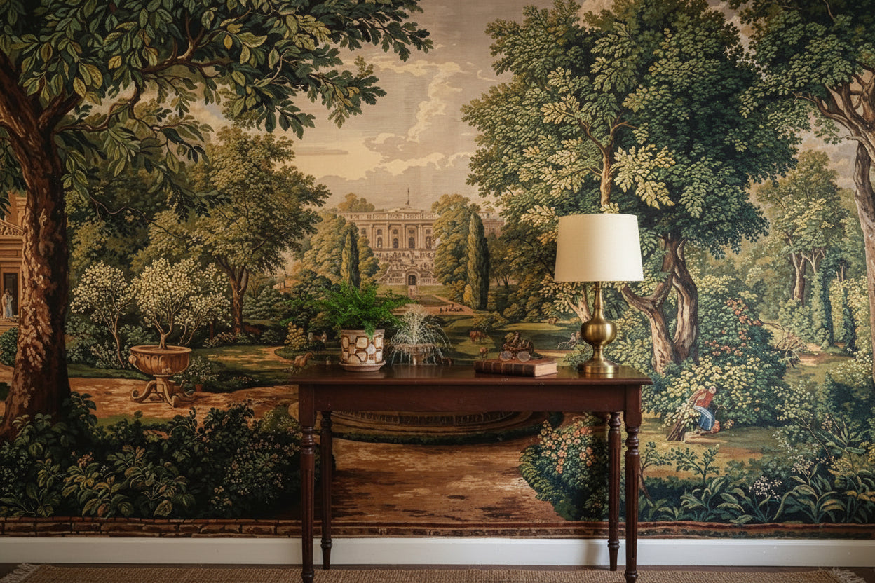 Shades Of Green Wallpaper Vintage Garden Wall Mural