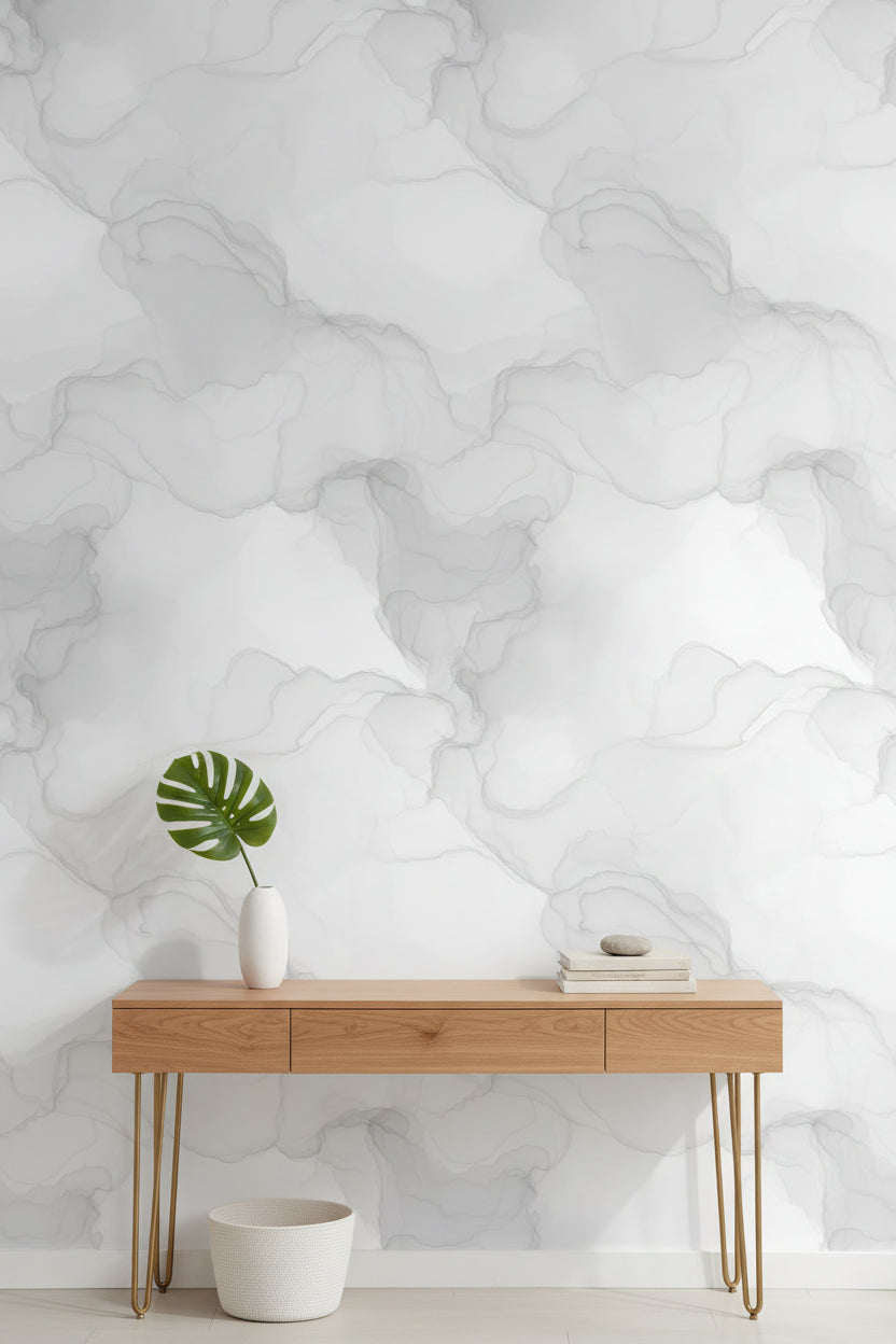 Soft Gray Abstract Watercolor Pattern Wallpaper