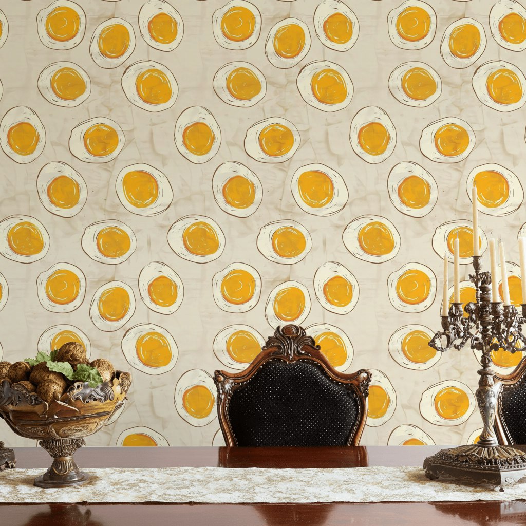 Beige and Orange Egg Pattern Wallpaper