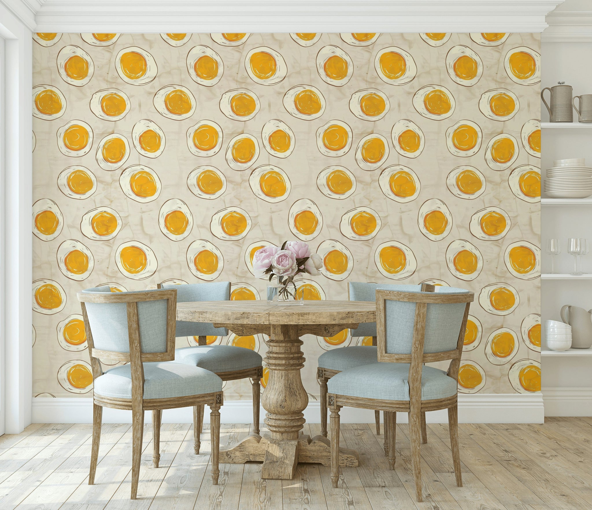 Beige and Orange Egg Pattern Wallpaper