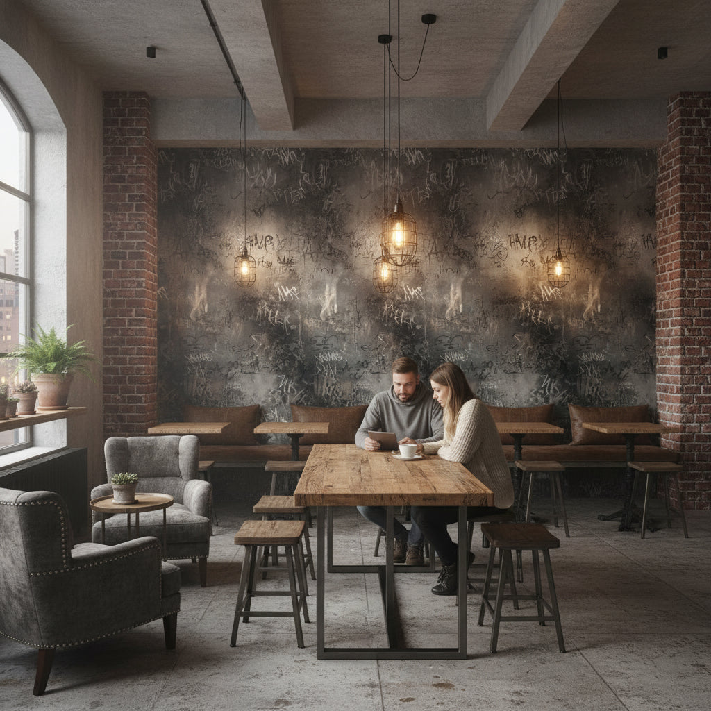 Charcoal Black Graffiti Abstract Wallpaper