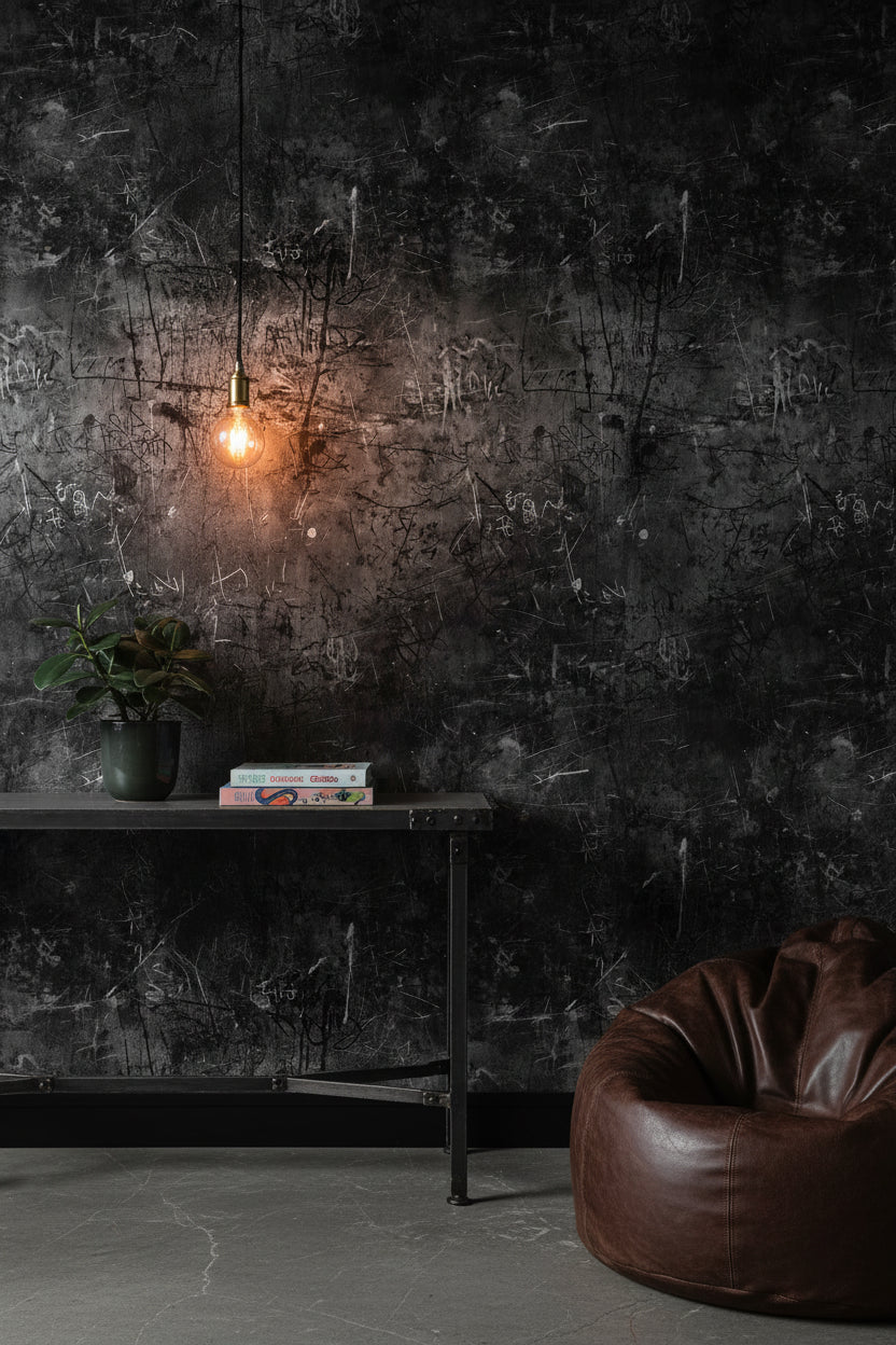 Dark Charcoal Graffiti Abstract Wallpaper