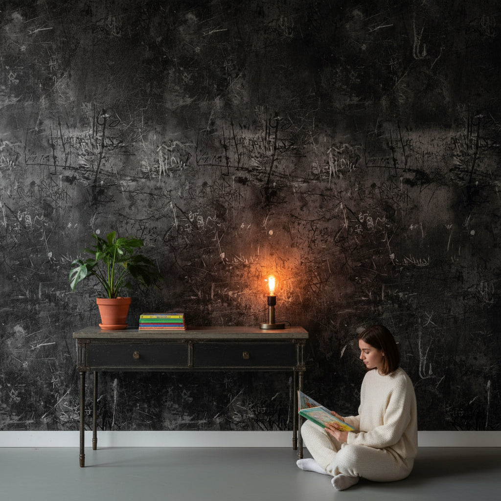 Dark Charcoal Graffiti Abstract Wallpaper