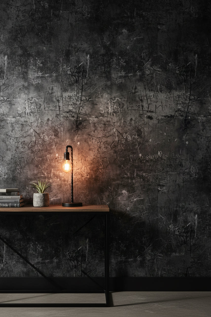 Dark Charcoal Graffiti Abstract Wallpaper