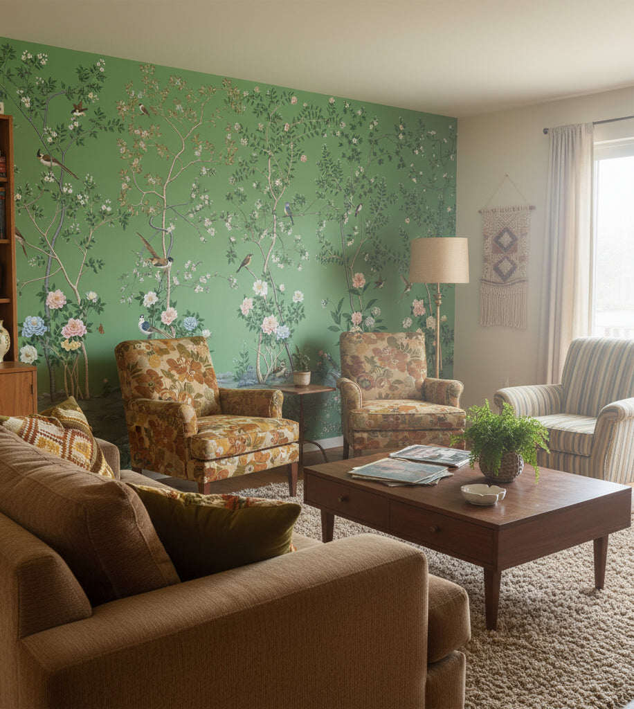 Floral Wallpaper Birds Removable Nature Wall Mural