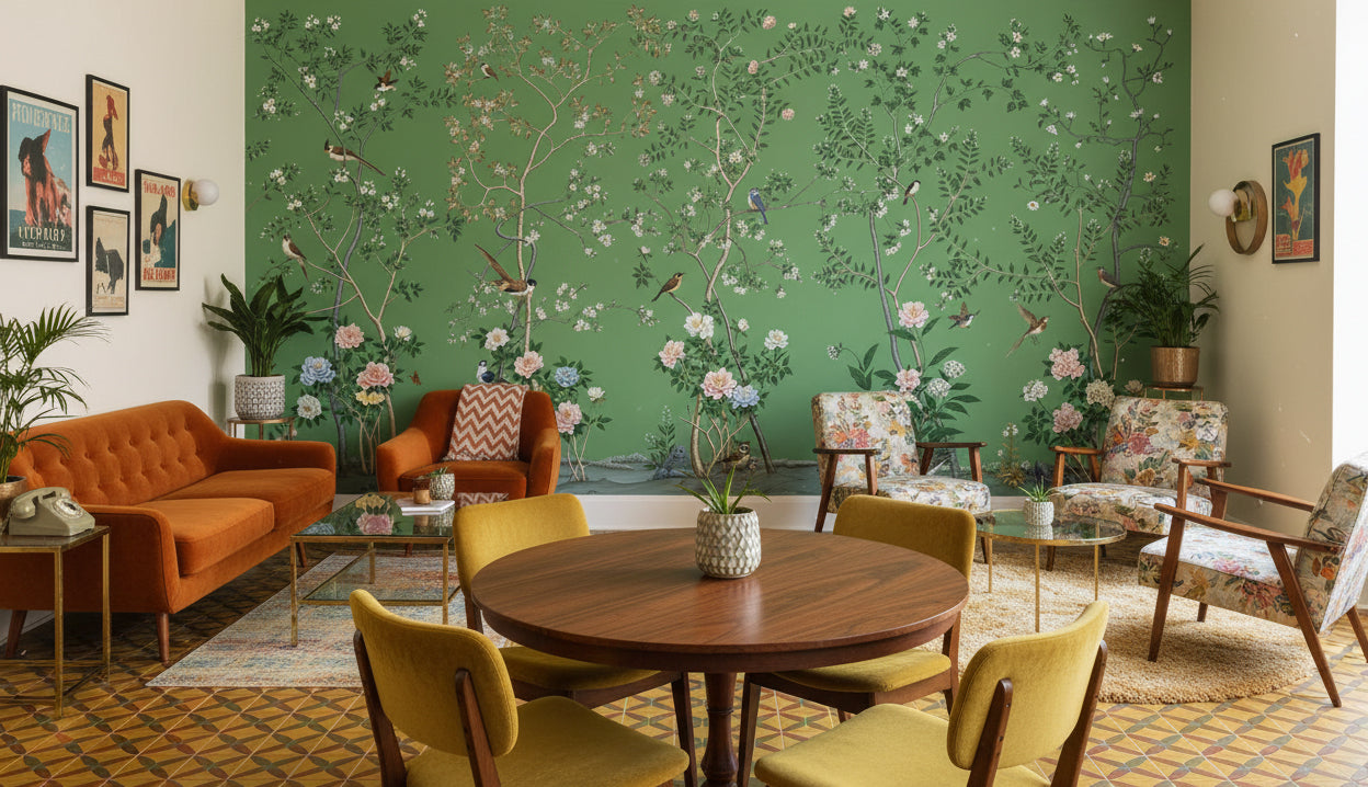 Floral Wallpaper Birds Removable Nature Wall Mural