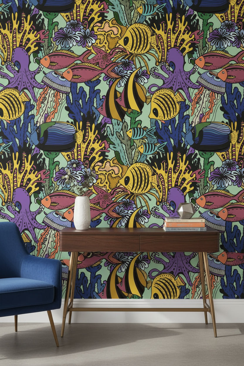 Vibrant Underwater Coral Reef Fish Wallpaper