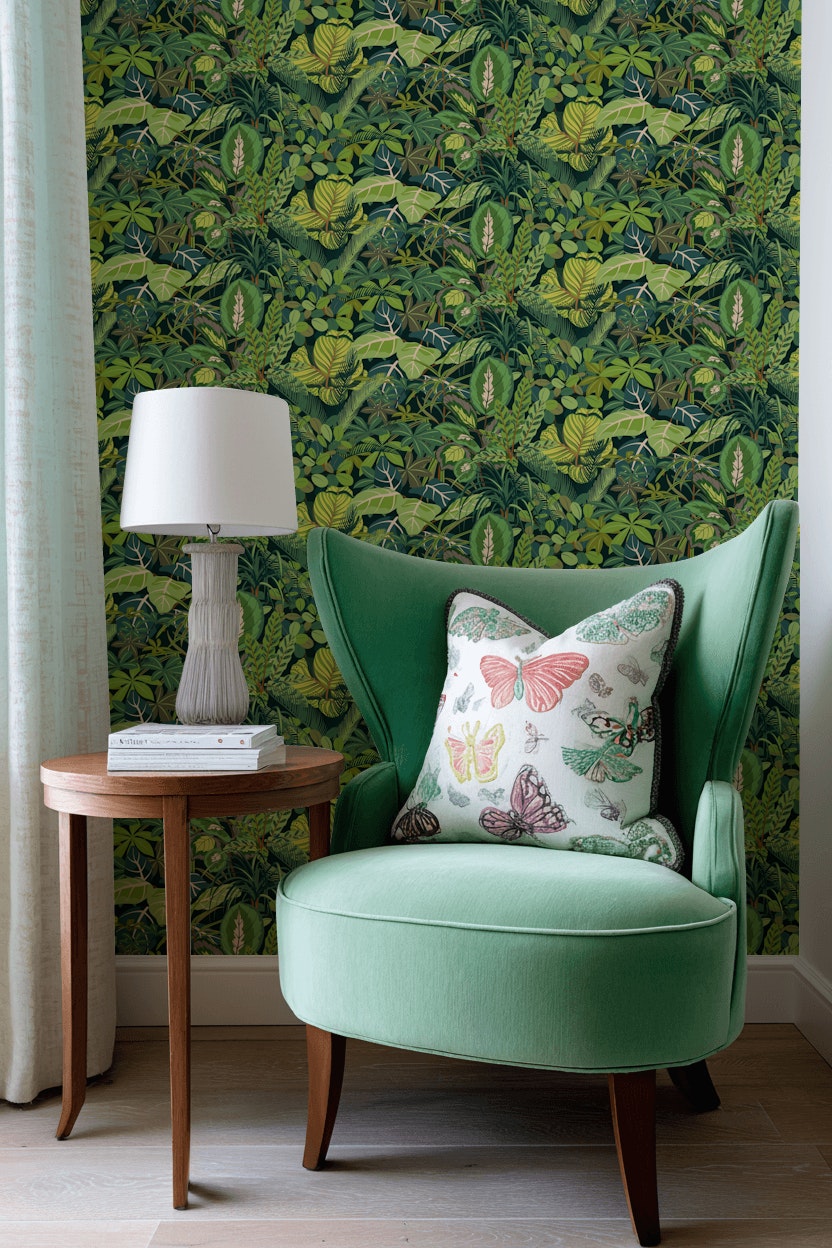 Lush Green Jungle Leaf Botanical Wallpaper