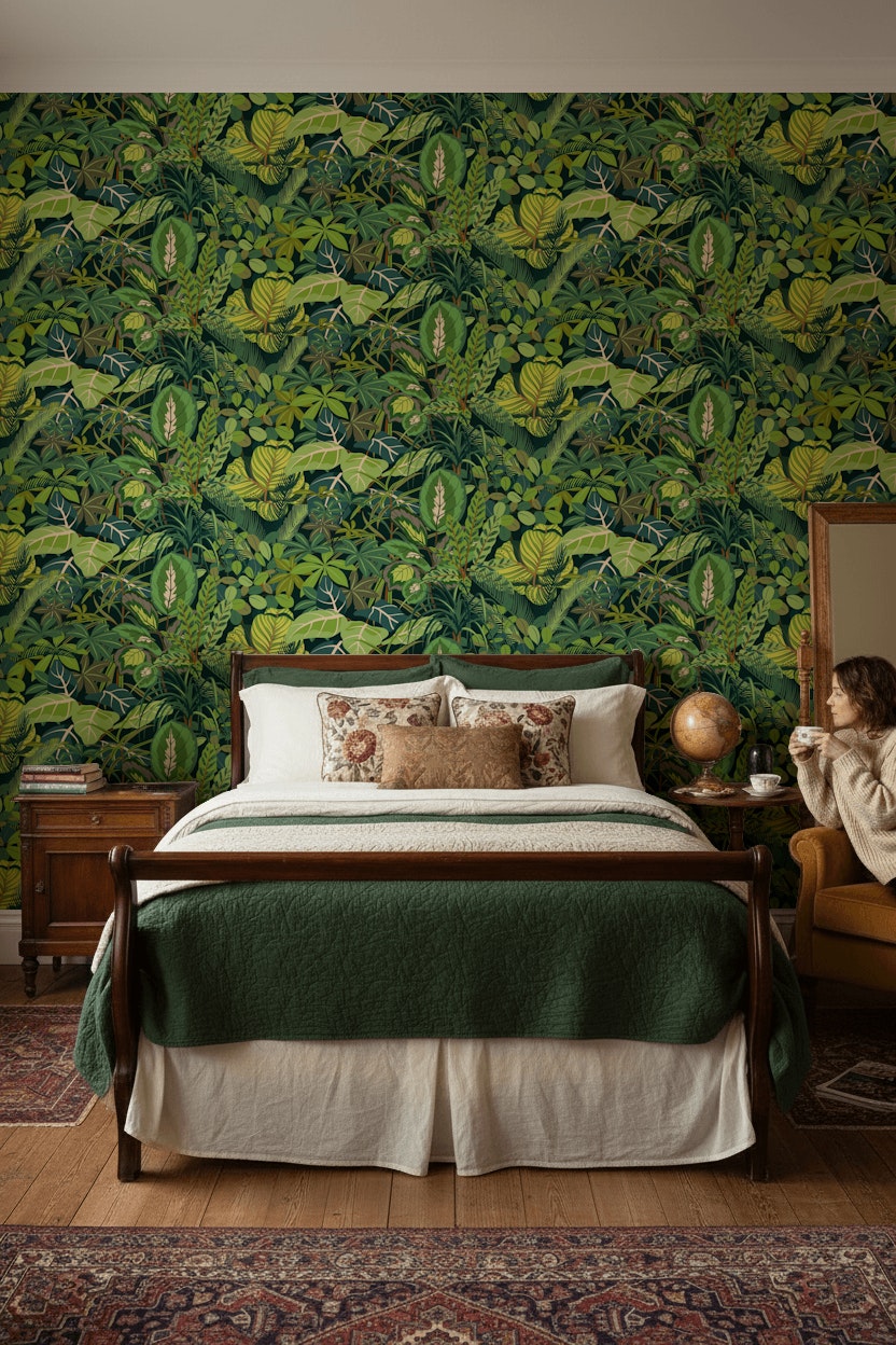 Lush Green Jungle Leaf Botanical Wallpaper