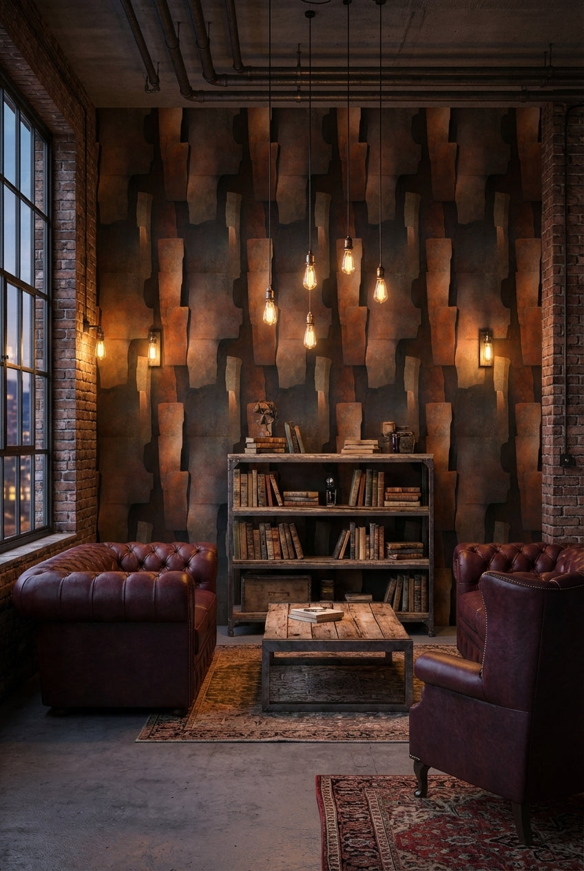 Rustic Industrial Textured Abstract Wallpaper