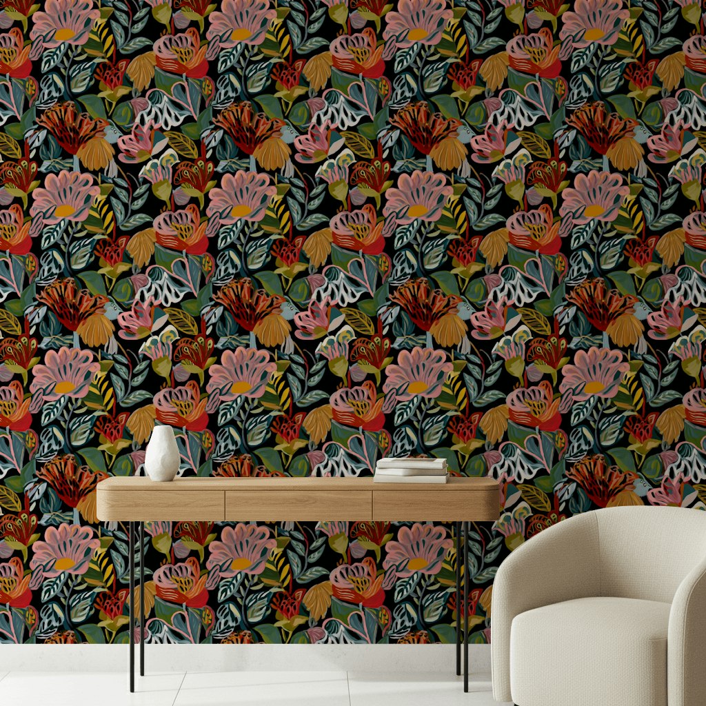 Vibrant Multicolor Large Floral Wallpaper