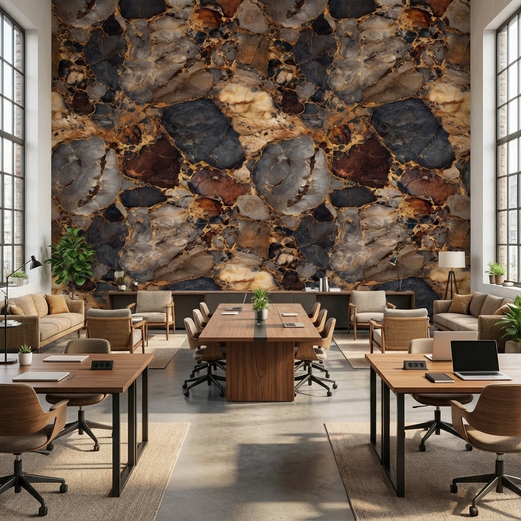 Rich Earthy Tones Marble Effect Wallpaper