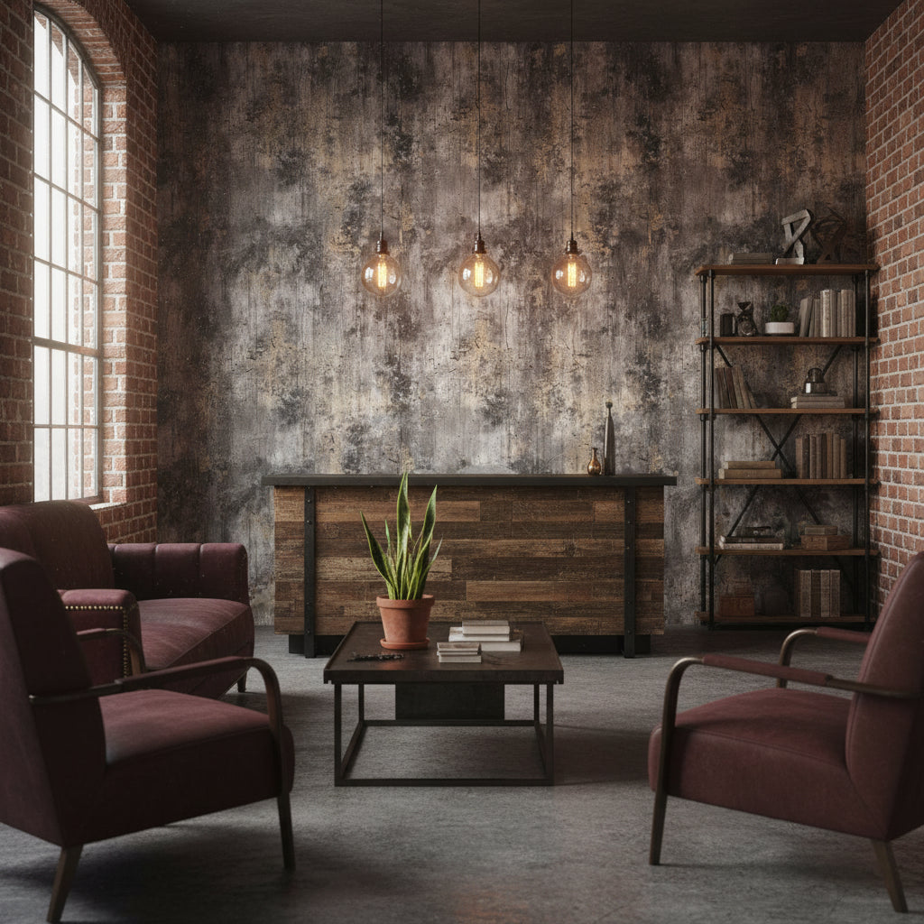 Dark Concrete Industrial Texture Wallpaper