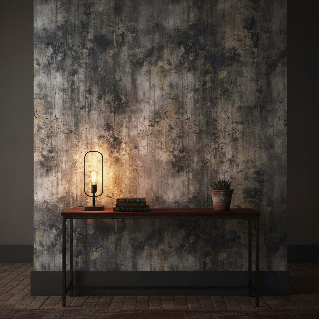 Dark Concrete Industrial Texture Wallpaper
