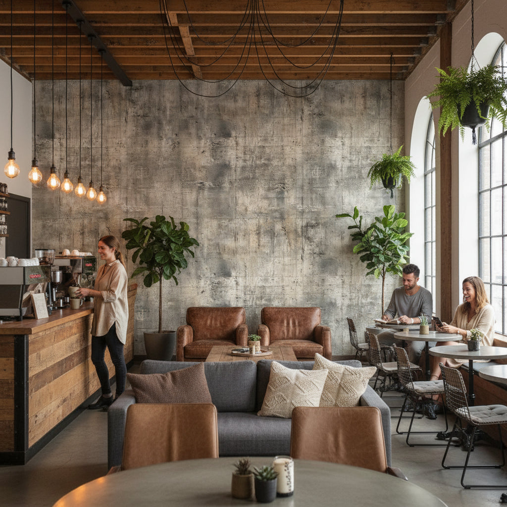 Textured Gray and Beige Concrete Effect Wallpaper