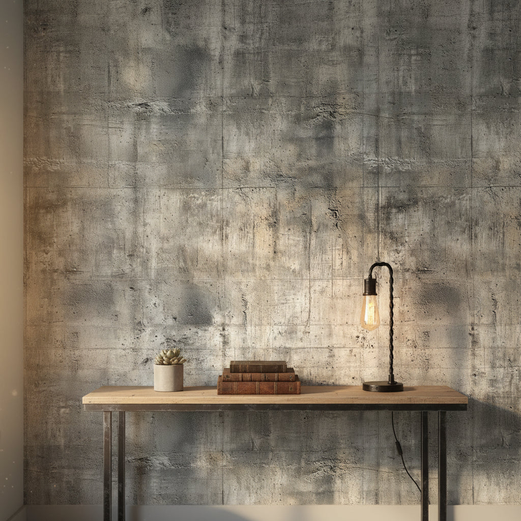 Textured Gray and Beige Concrete Effect Wallpaper
