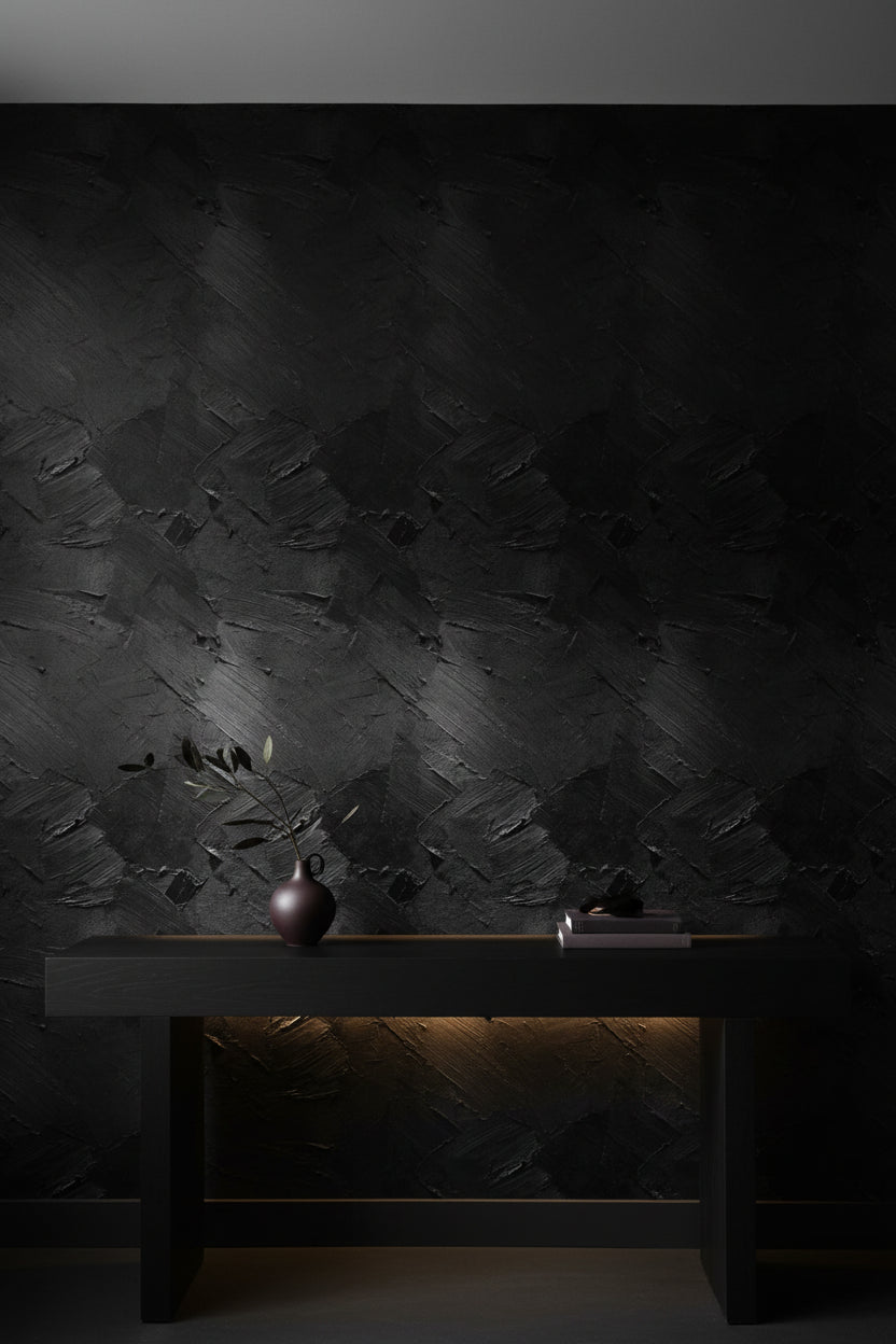 Matte Charcoal Textured Abstract Wallpaper
