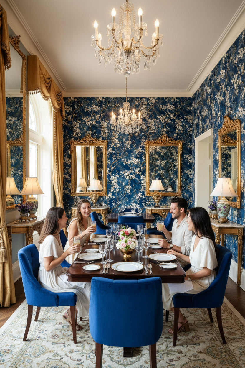 Dark Midnight Blue Cherry Blossom Wallpaper