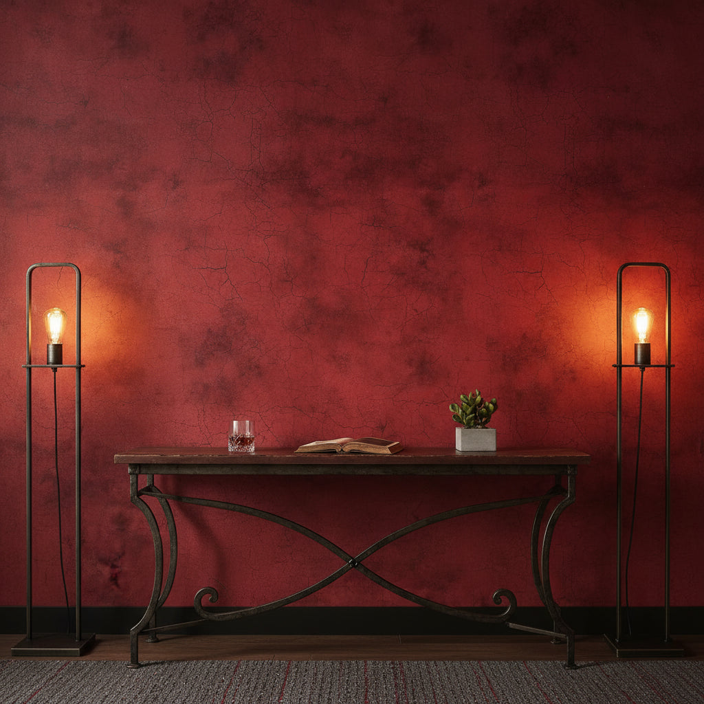 Deep Crimson Crackle Abstract Wallpaper