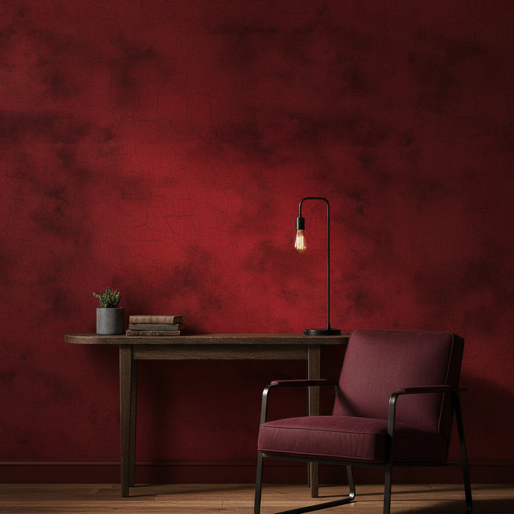 Deep Crimson Crackle Abstract Wallpaper