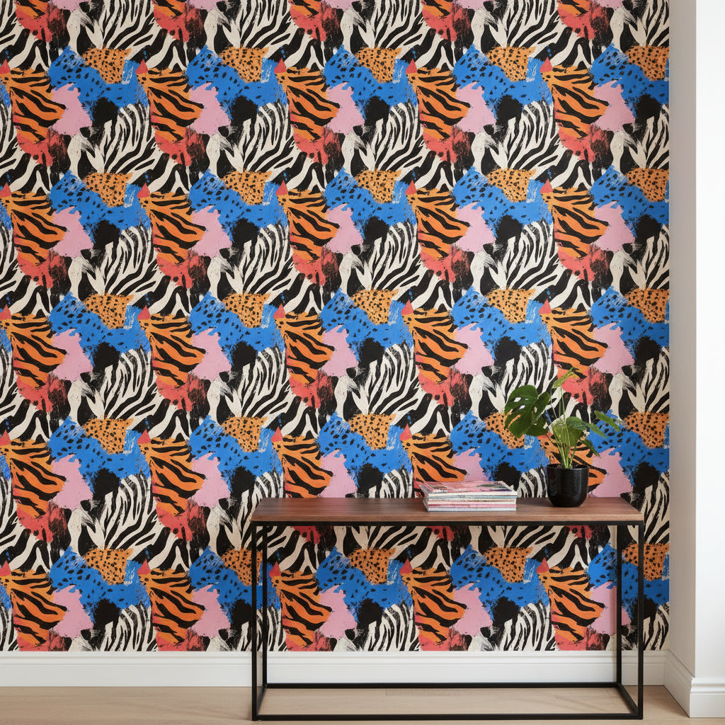 Bold Multicolor Abstract Animal Print Wallpaper
