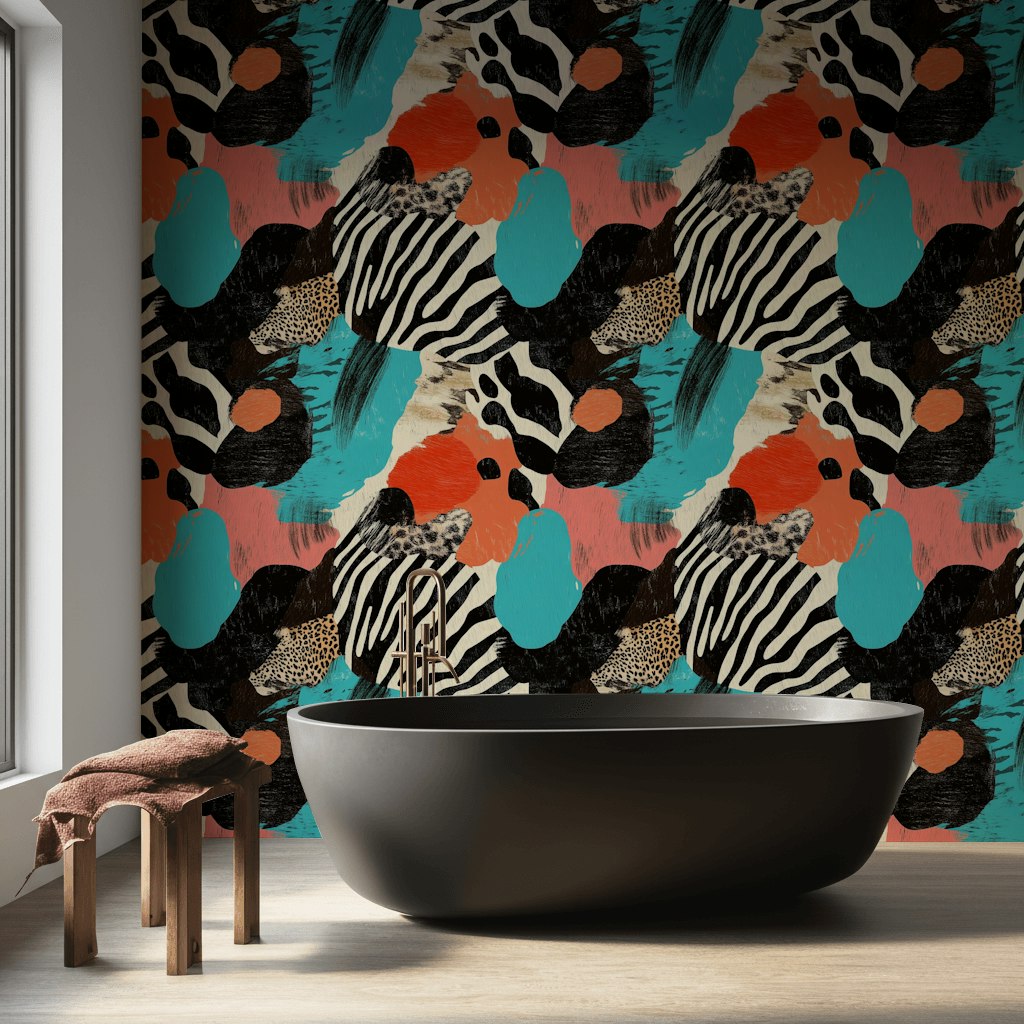Vibrant Turquoise Abstract Zebra Wallpaper