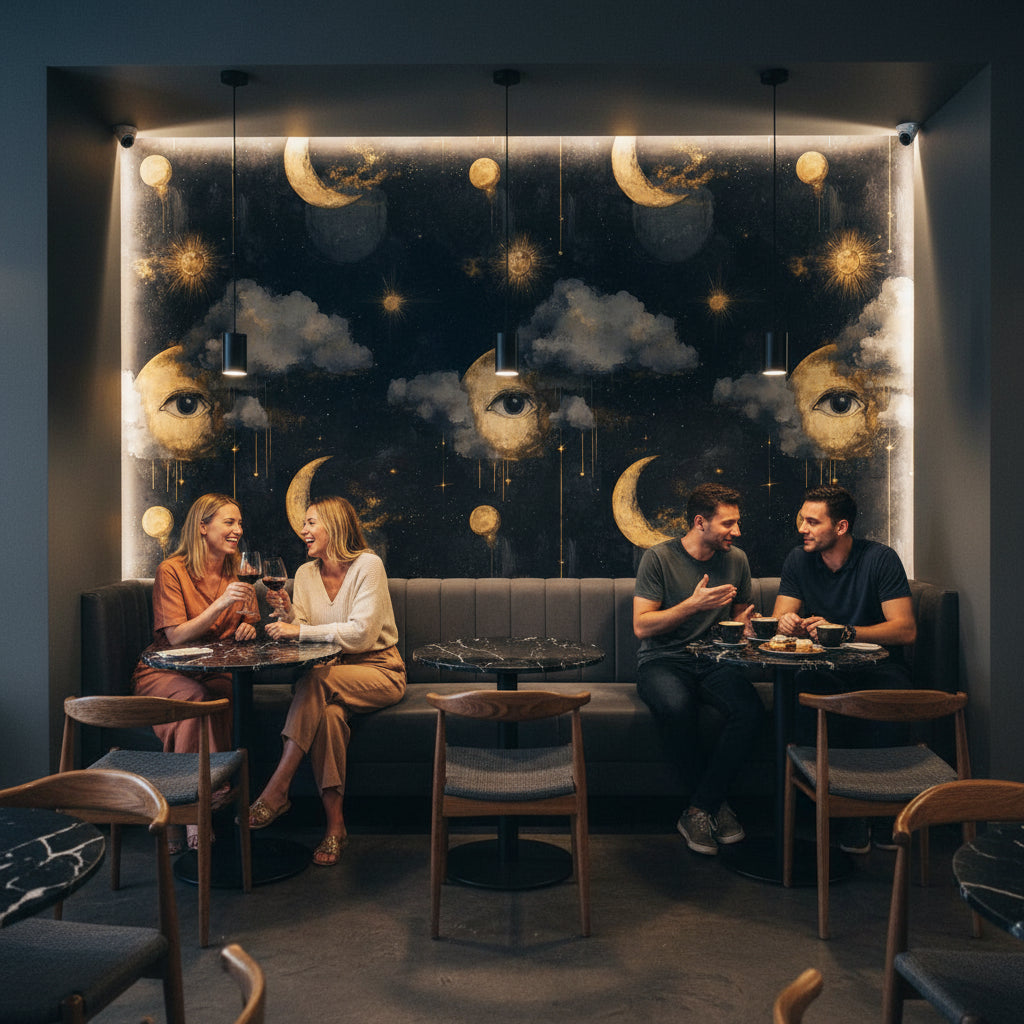 Midnight Gold Look Cosmic Abstract Wallpaper