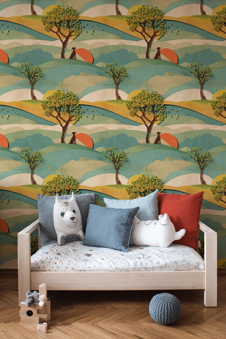 Playful Landscape Kids Wallpaper