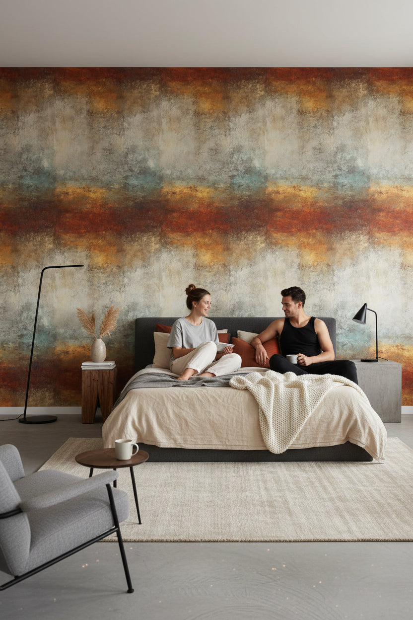 Rustic Orange and Coal Abstract Gradient Wallpaper
