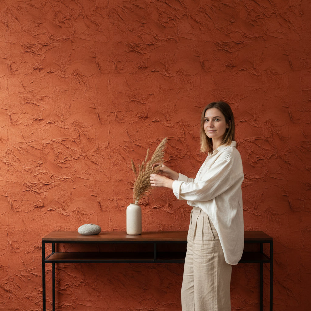 Terracotta Textured Rustic Wallpaper
