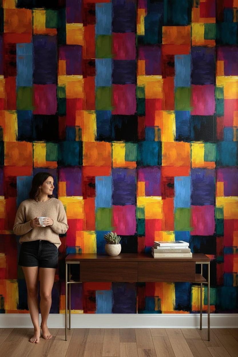 Bold Multicolor Abstract Blocks Wallpaper