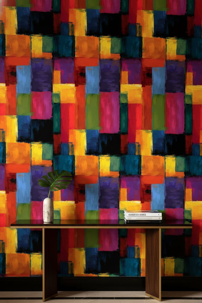 Bold Multicolor Abstract Blocks Wallpaper