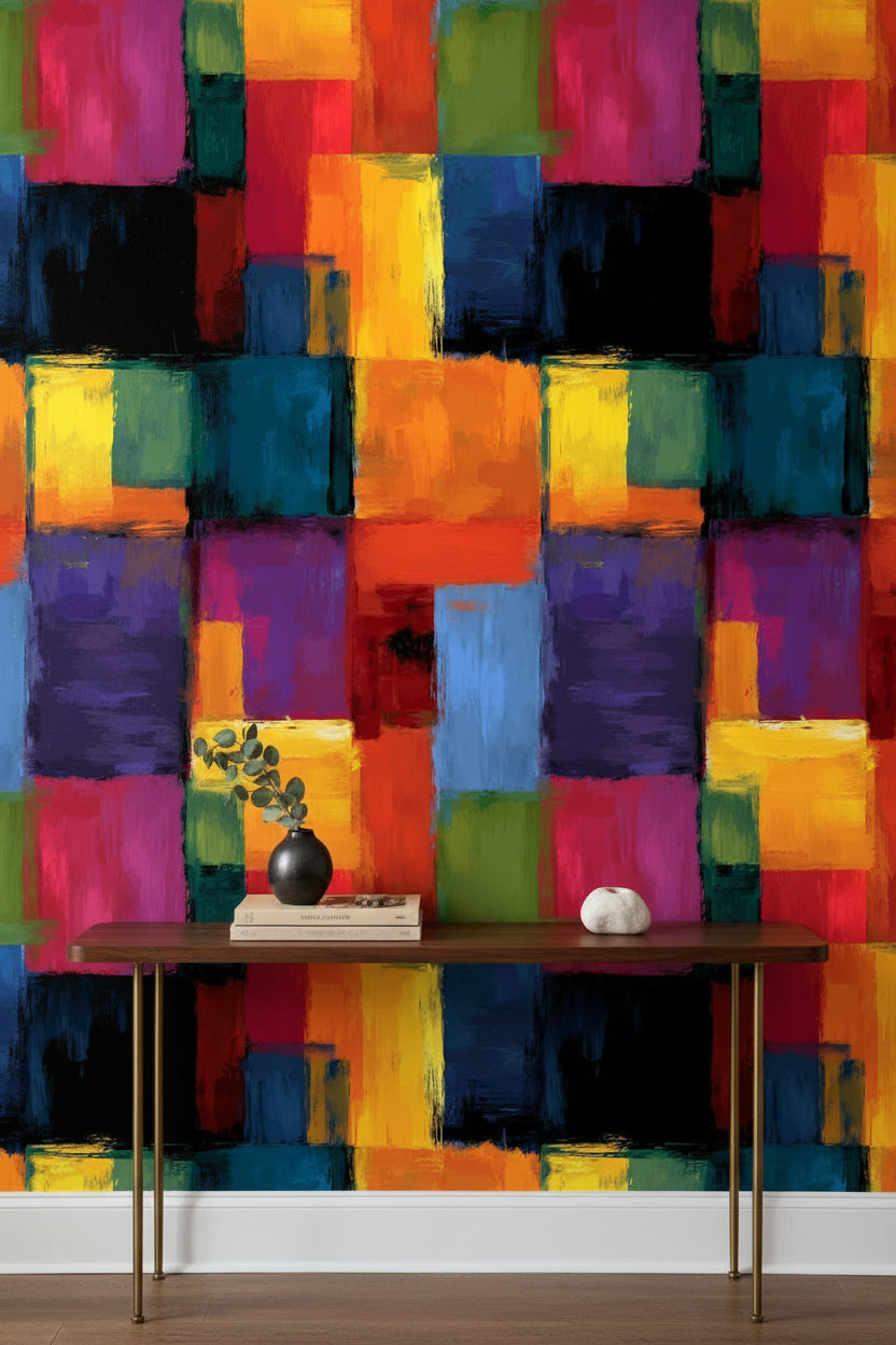 Bold Multicolor Abstract Blocks Wallpaper