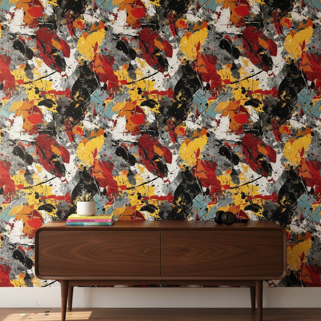Vibrant Multicolor Abstract Brushstroke Wallpaper