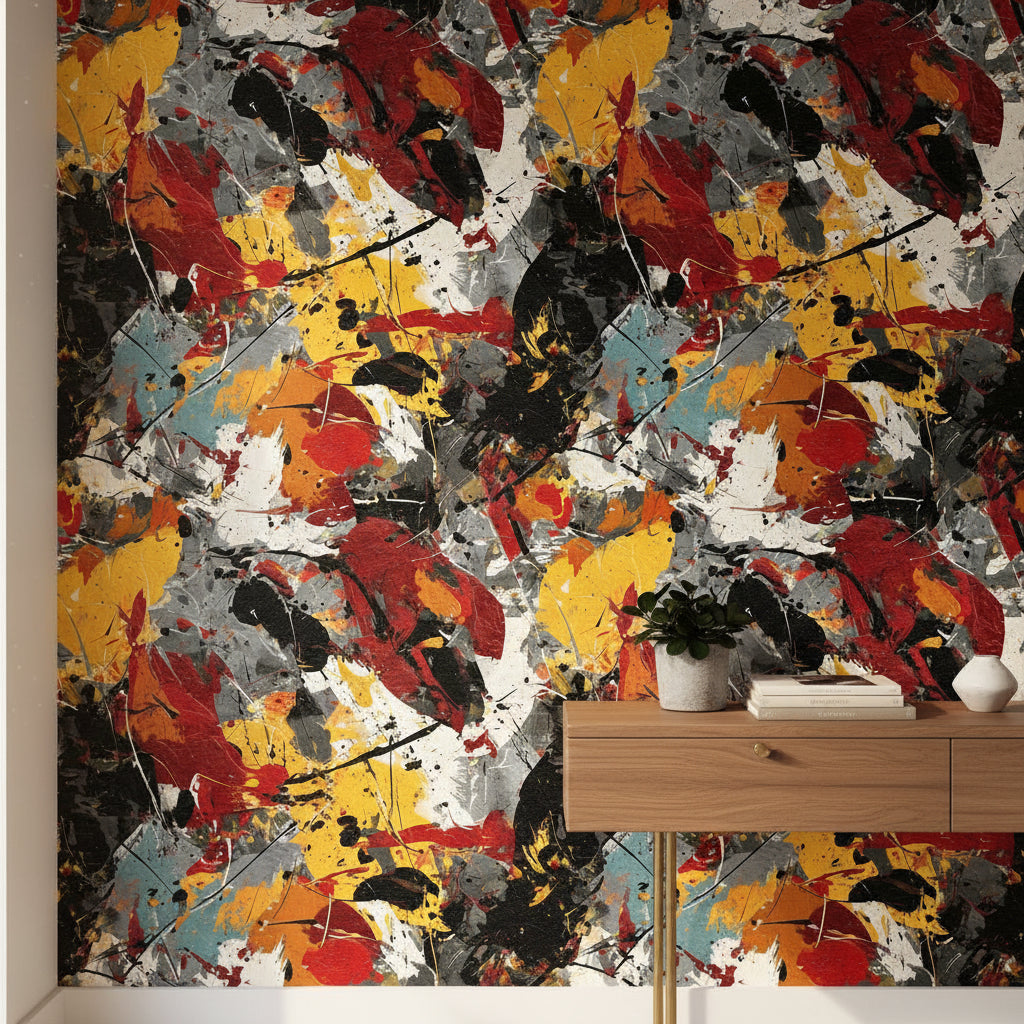 Vibrant Multicolor Abstract Brushstroke Wallpaper