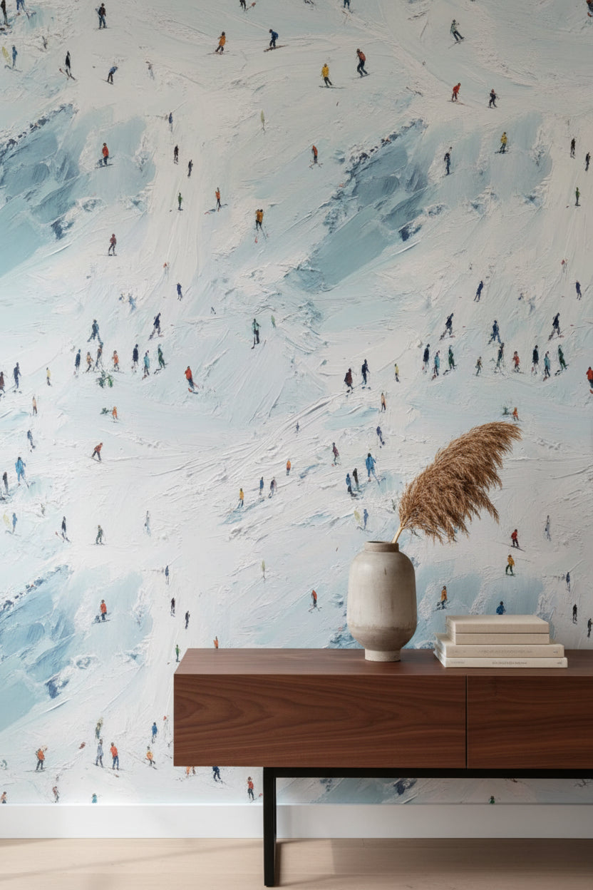 Icy Blue Ski Landscape Abstract Wallpaper