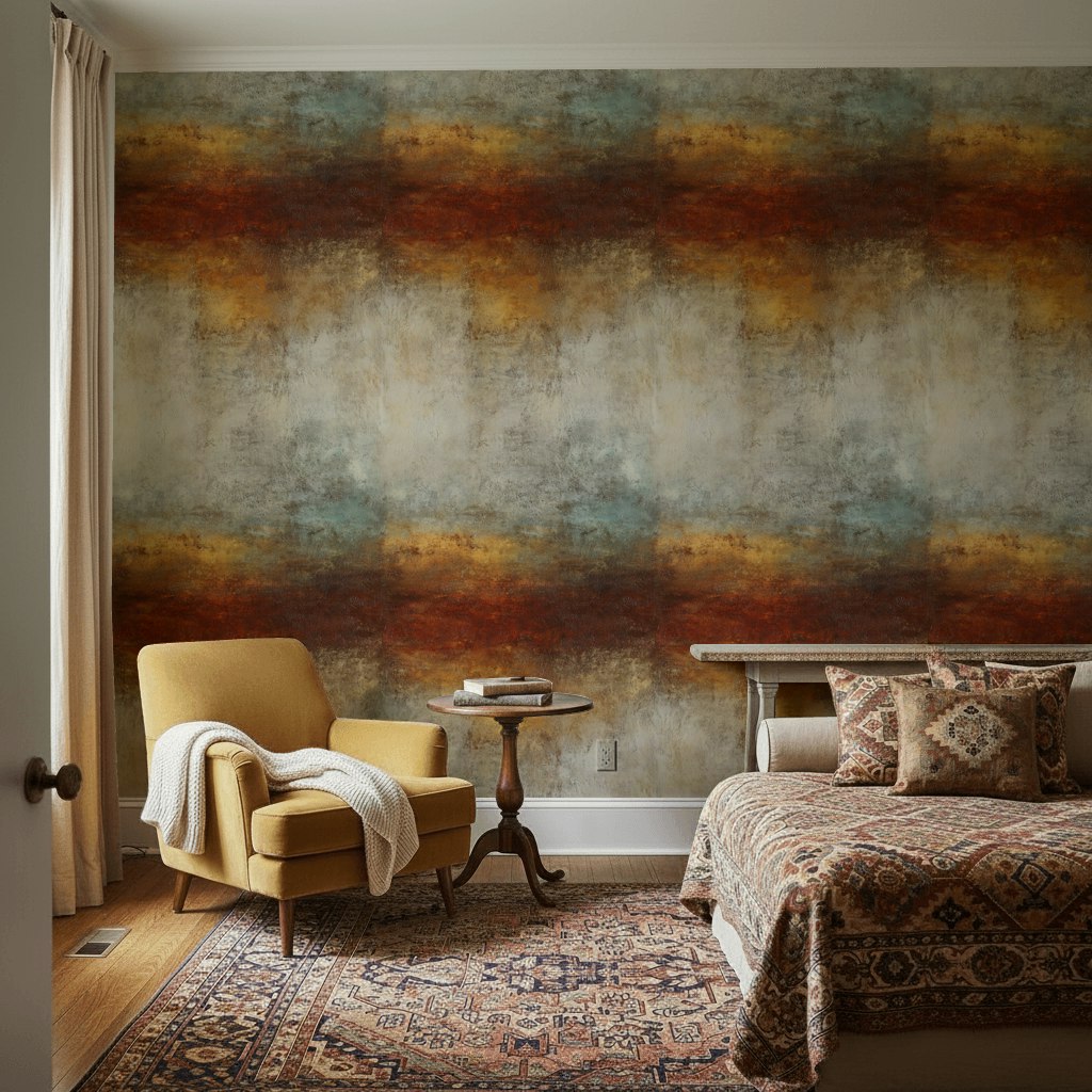 Rustic Orange and Coal Abstract Gradient Wallpaper