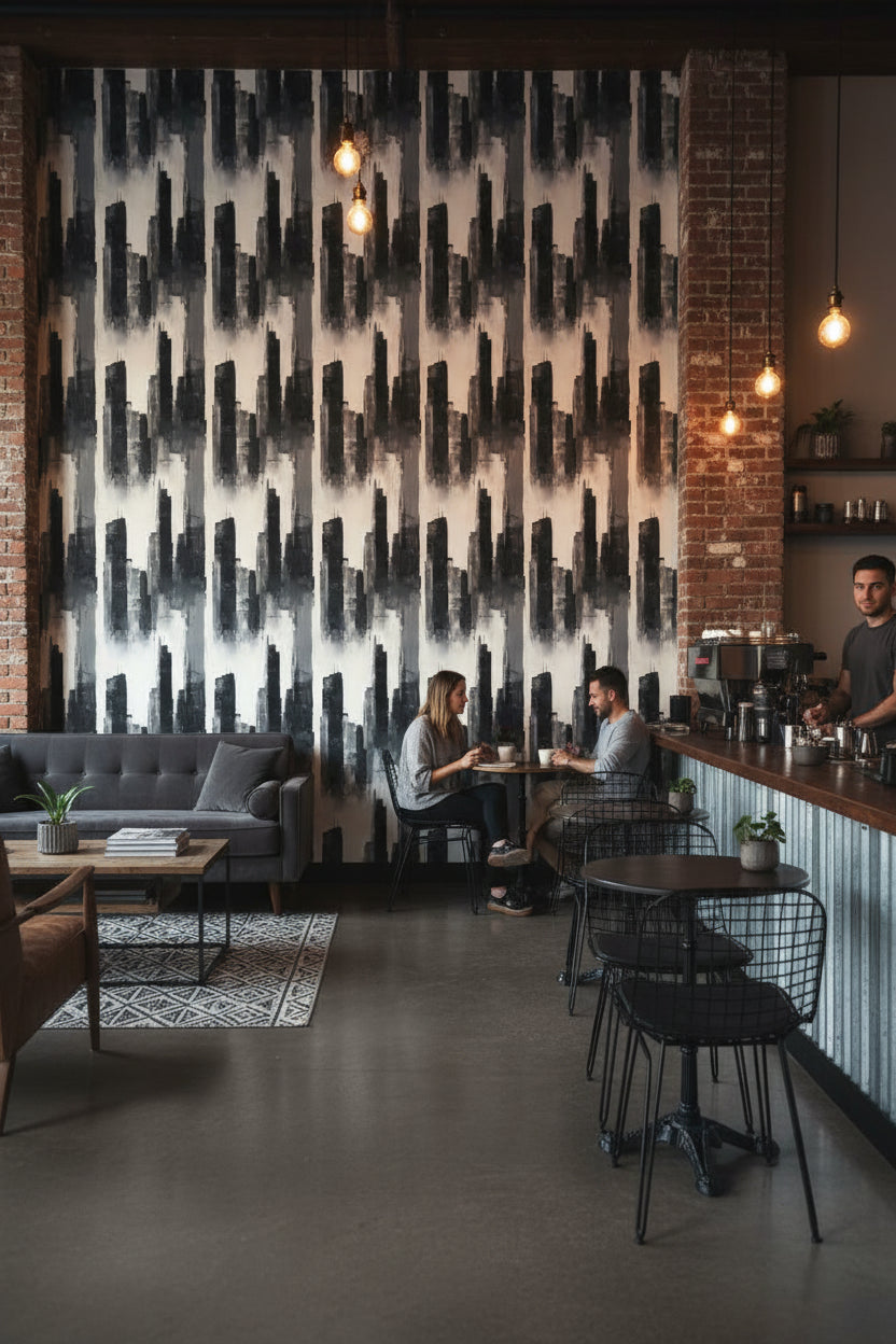 Monochrome Vertical Brushstroke Abstract Wallpaper