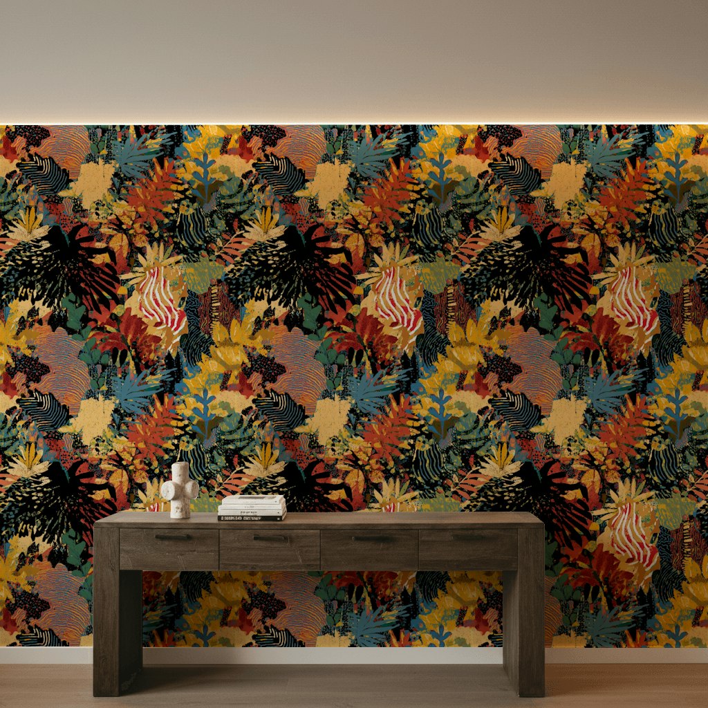Bold Multicolor Abstract Botanical Wallpaper