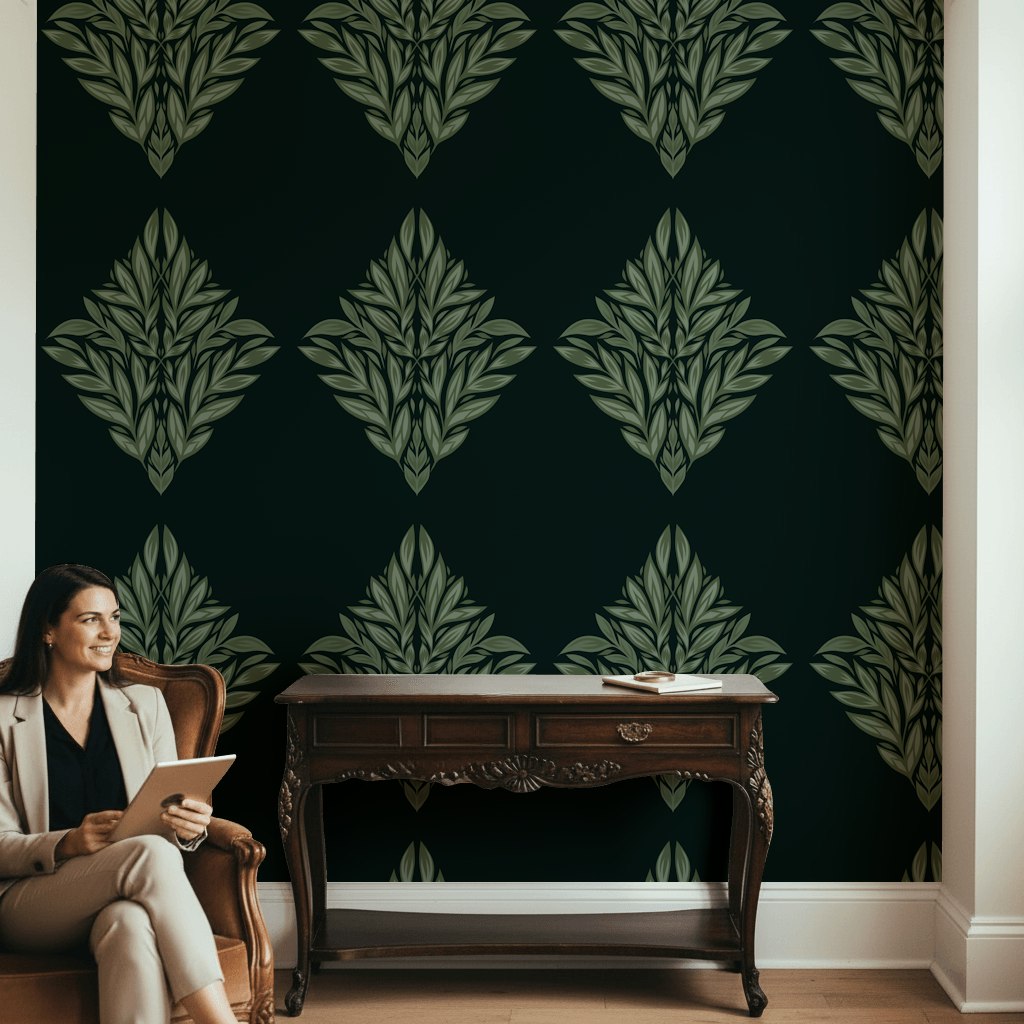 Shades Of Green Wallpaper Nature Leaf Decorative Mural