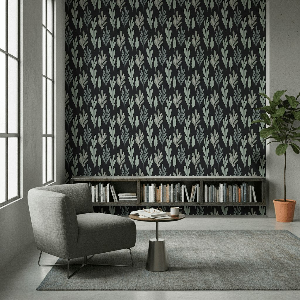 Shades Of Green Wallpaper Leaf Modern Mural
