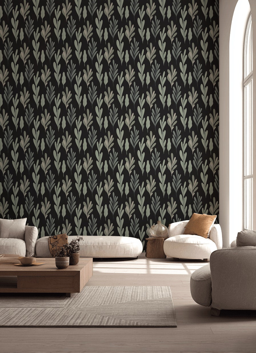 Shades Of Green Wallpaper Leaf Modern Mural