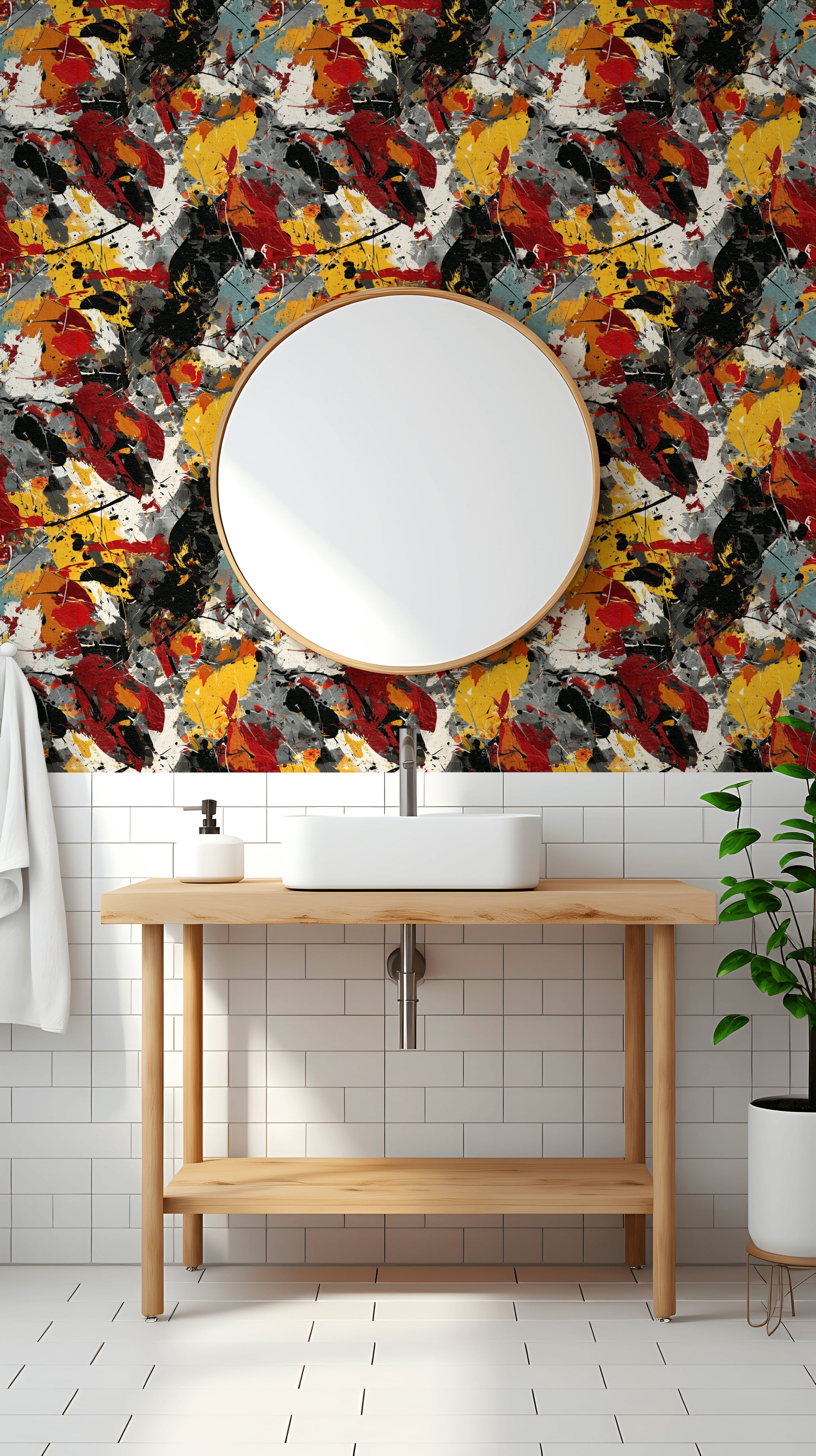 Vibrant Multicolor Abstract Brushstroke Wallpaper