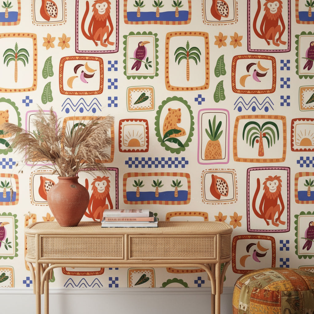 Tropical Wallpaper Eclectic Vibrant Decorative Mural