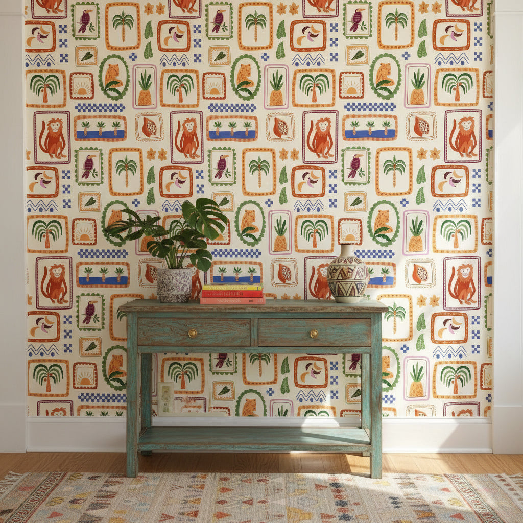 Tropical Wallpaper Eclectic Vibrant Decorative Mural