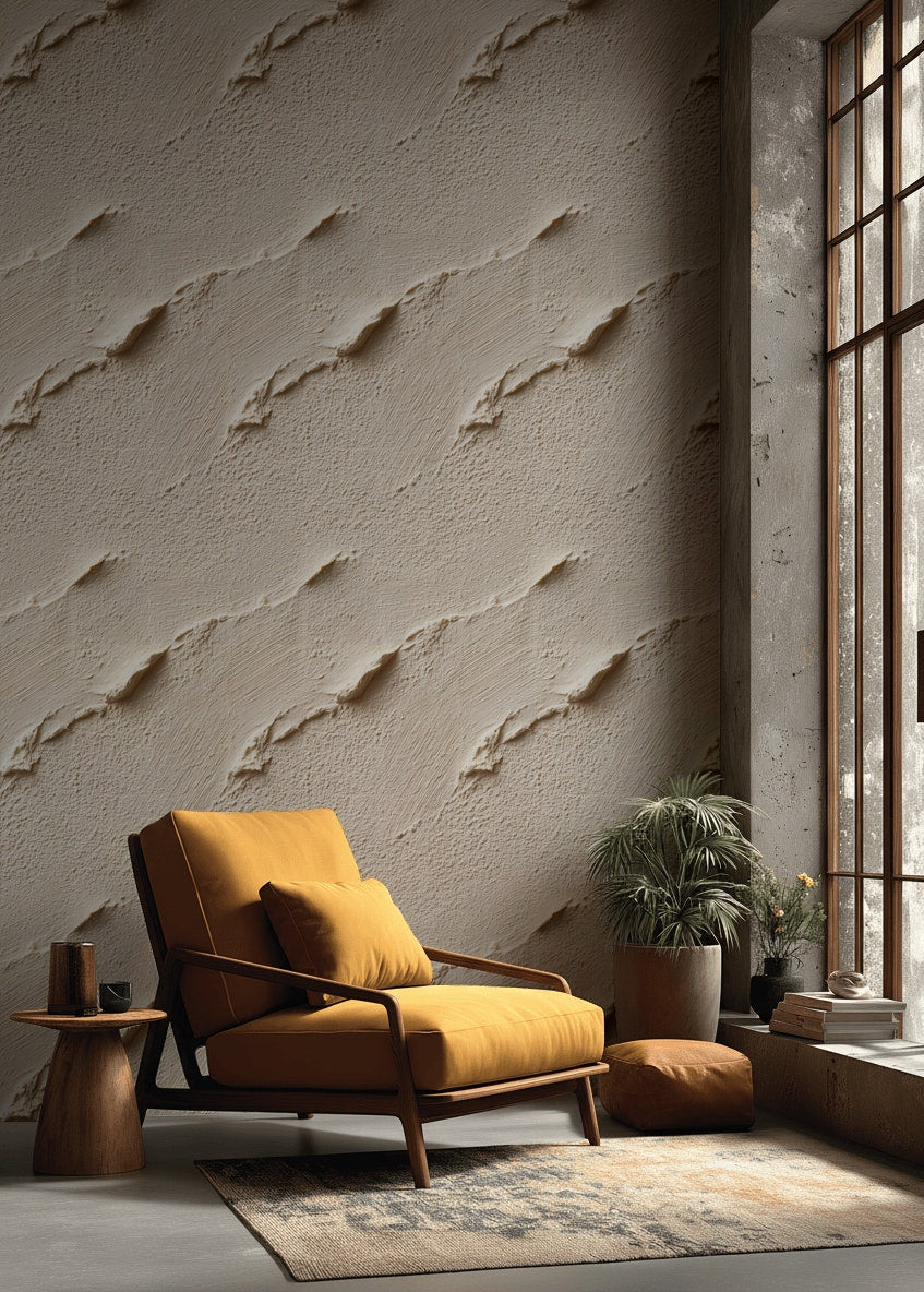 Textured Beige Abstract Pattern Wallpaper