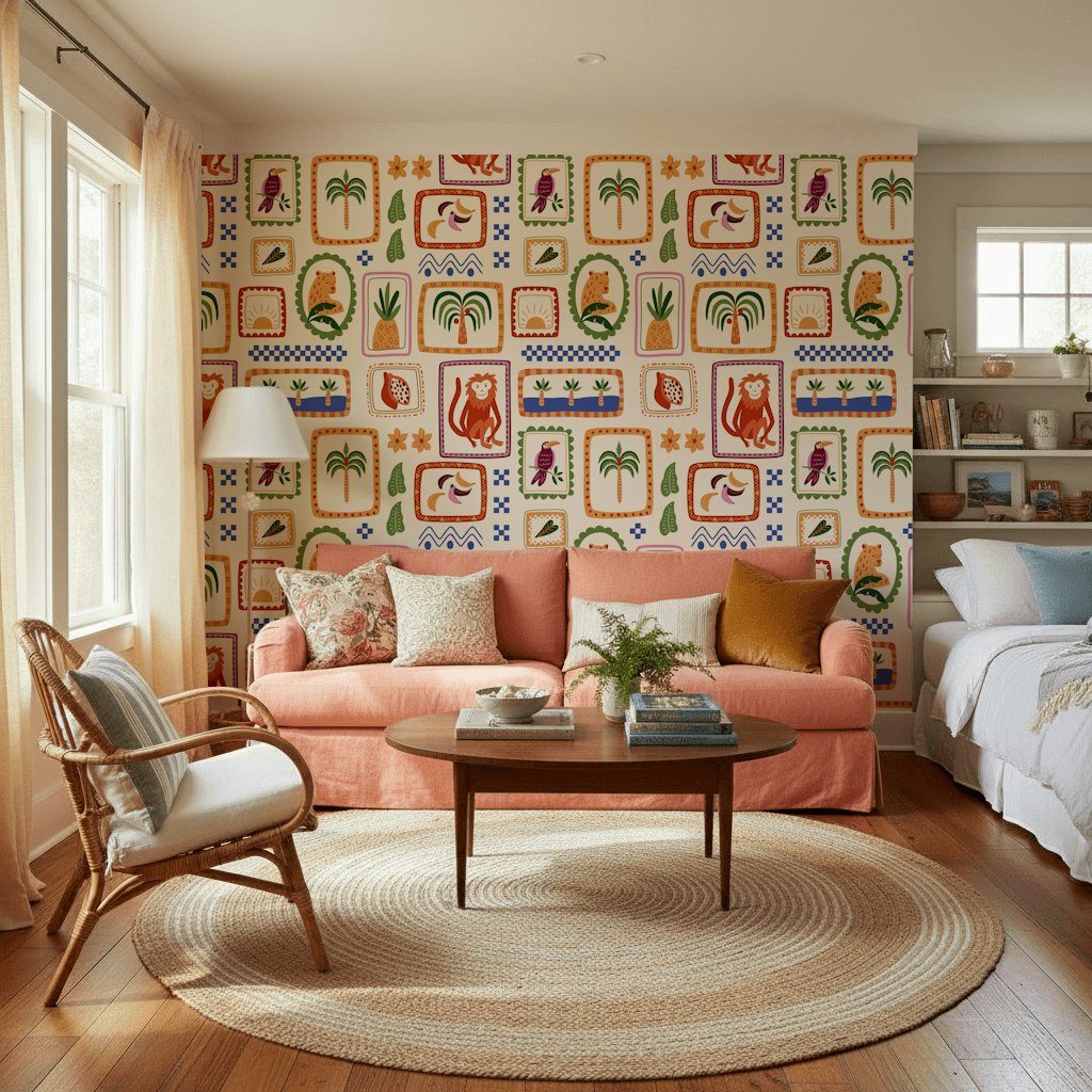 Tropical Wallpaper Eclectic Vibrant Decorative Mural