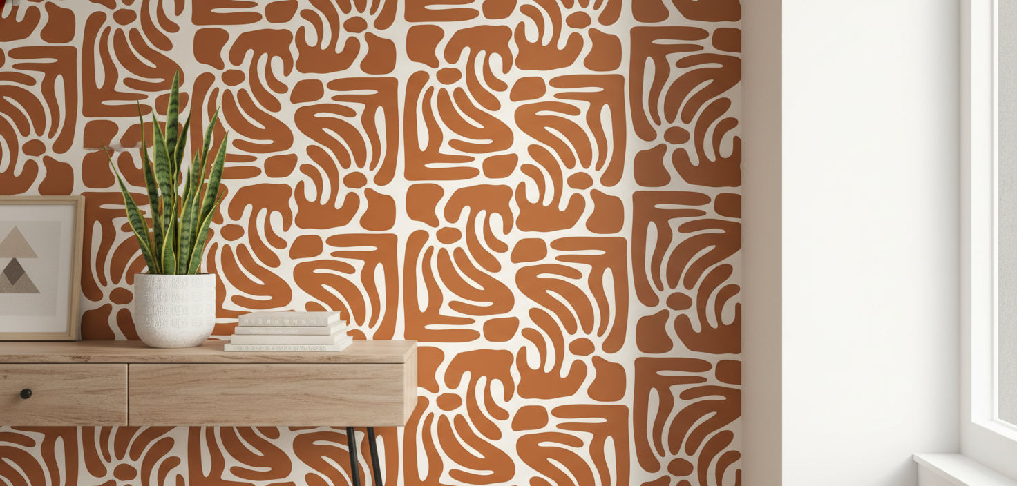 Abstract Pattern Wallpaper Organic Curved Decorative Mural